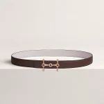 H Equestre belt buckle & Reversible leather strap 24 mm - Image 2